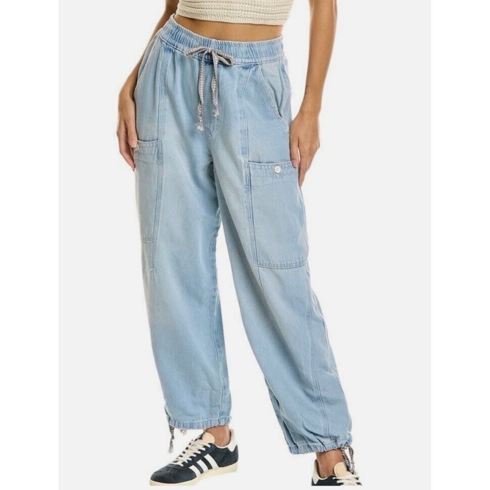 We The Free Free People Barrel Bright-Eyed Low-Slung Jeans in Moonstone Blue M - Picture 3 of 14